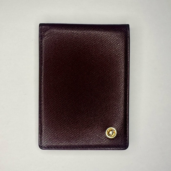 Authentic Sotania European Leather Card Money Holder w Map, Brown/Red 4.5” 3” - Picture 2 of 10